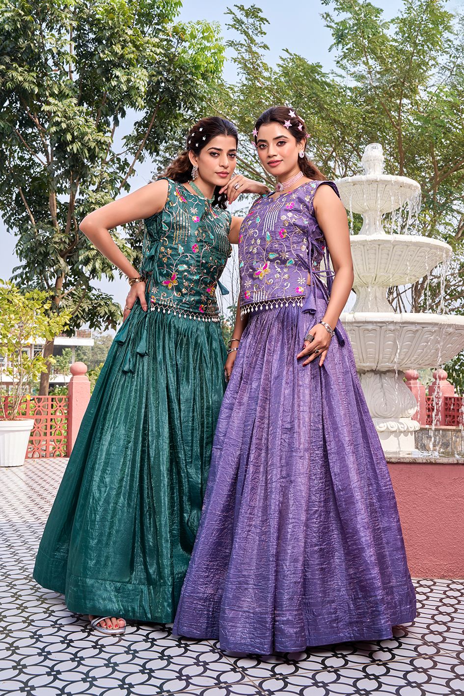 Women’s Gold Crush Embroidered Lehenga Choli with Designer Shrug – Fully Stitched Wedding Wear