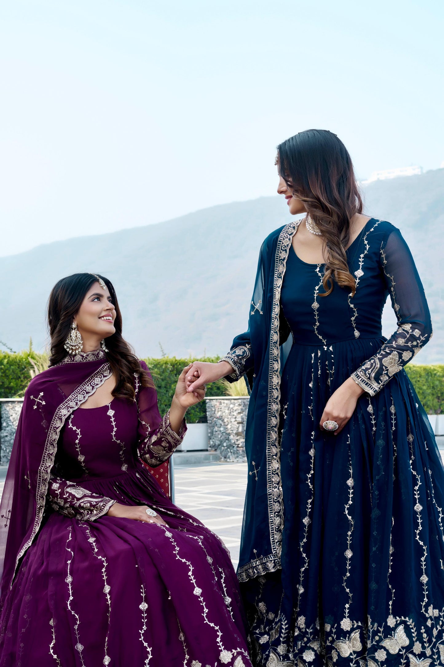 Women’s Fox Georgette Embroidered Gown with Dupatta