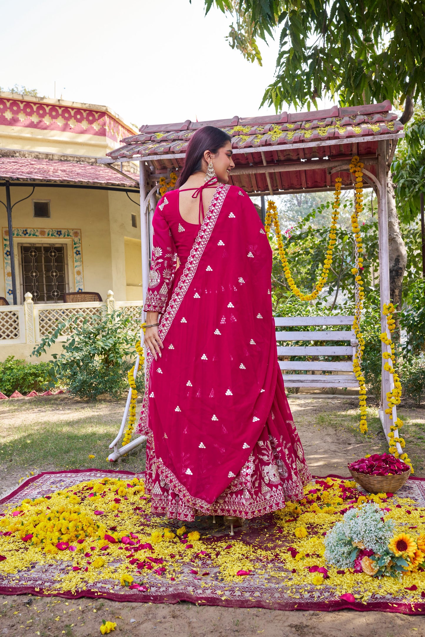 Women’s Fox Georgette Heavy 7mm Sequins Embroidered Gown with Dupatta | Designer Party Wear & Festive Gown