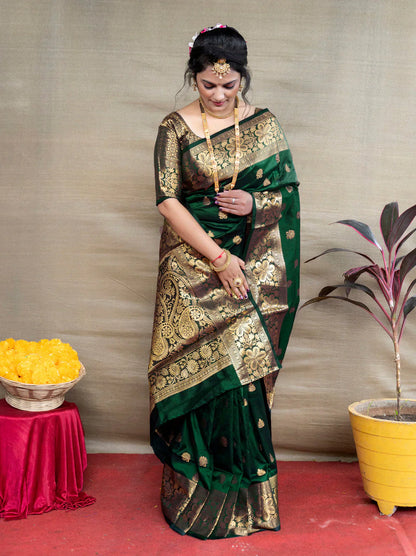 Green Silk Woven Banarasi Saree