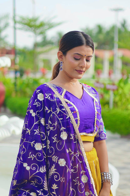 Navratri Special Pure Cotton Embroidered Lehenga Choli Set with Dupatta