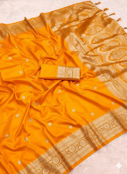 Pure Banarasi Silk Saree with Zari Weaving Butti Design & Rich Pallu, Soft Banarasi Saree with Full Weaving Blouse, Traditional Wedding & Festive Wear