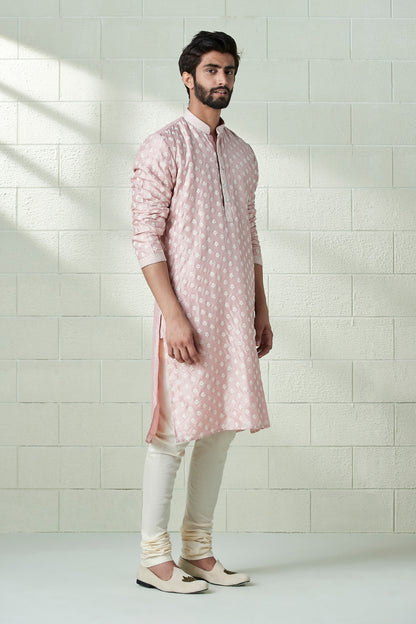 Men's Raw silk embroidery Kurta Pajama Set: Indian Wedding Ethnic Wear