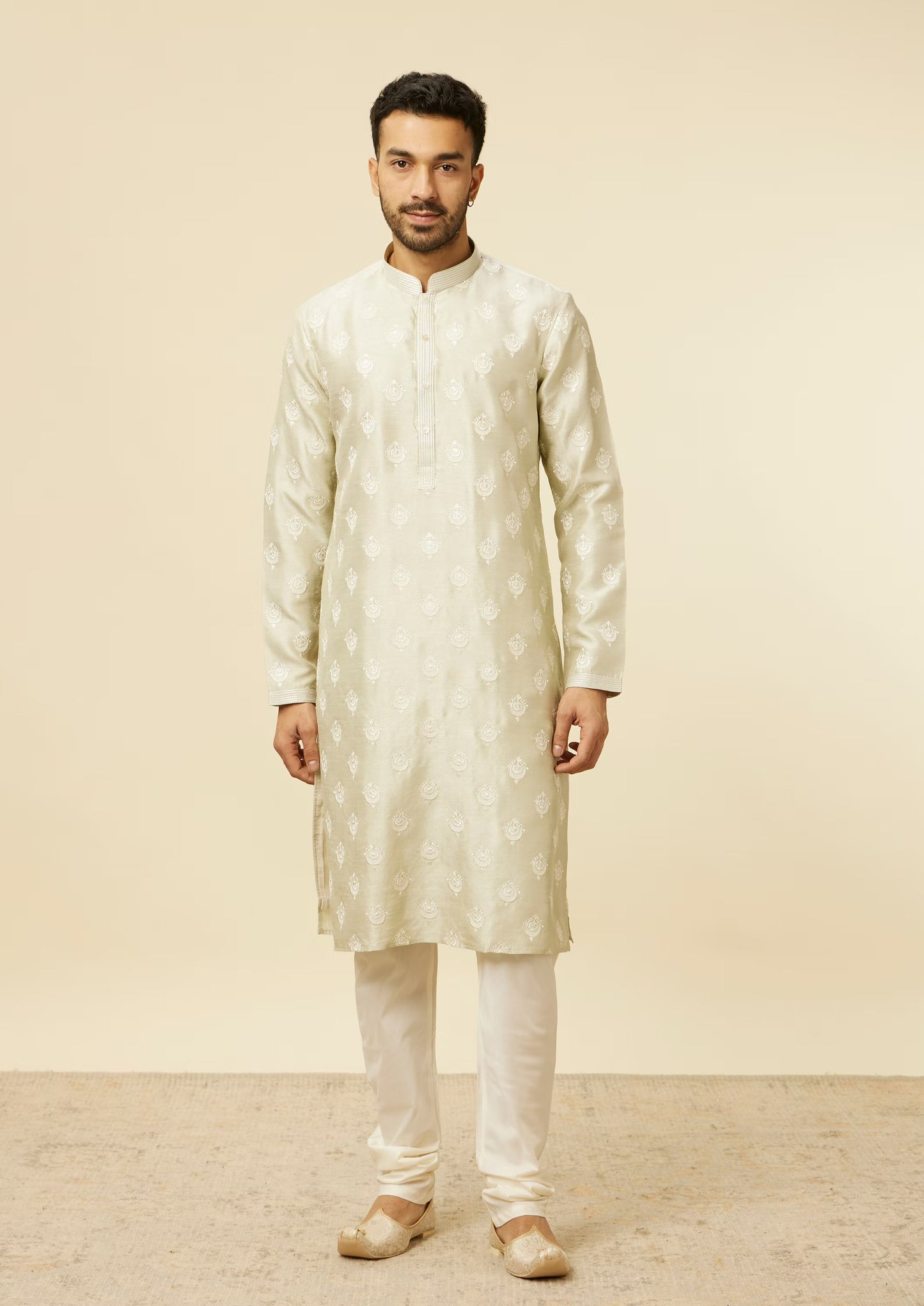 Handmade costom fit Measure silk embroidery Kurta Churidar Set for indian wedding wear.