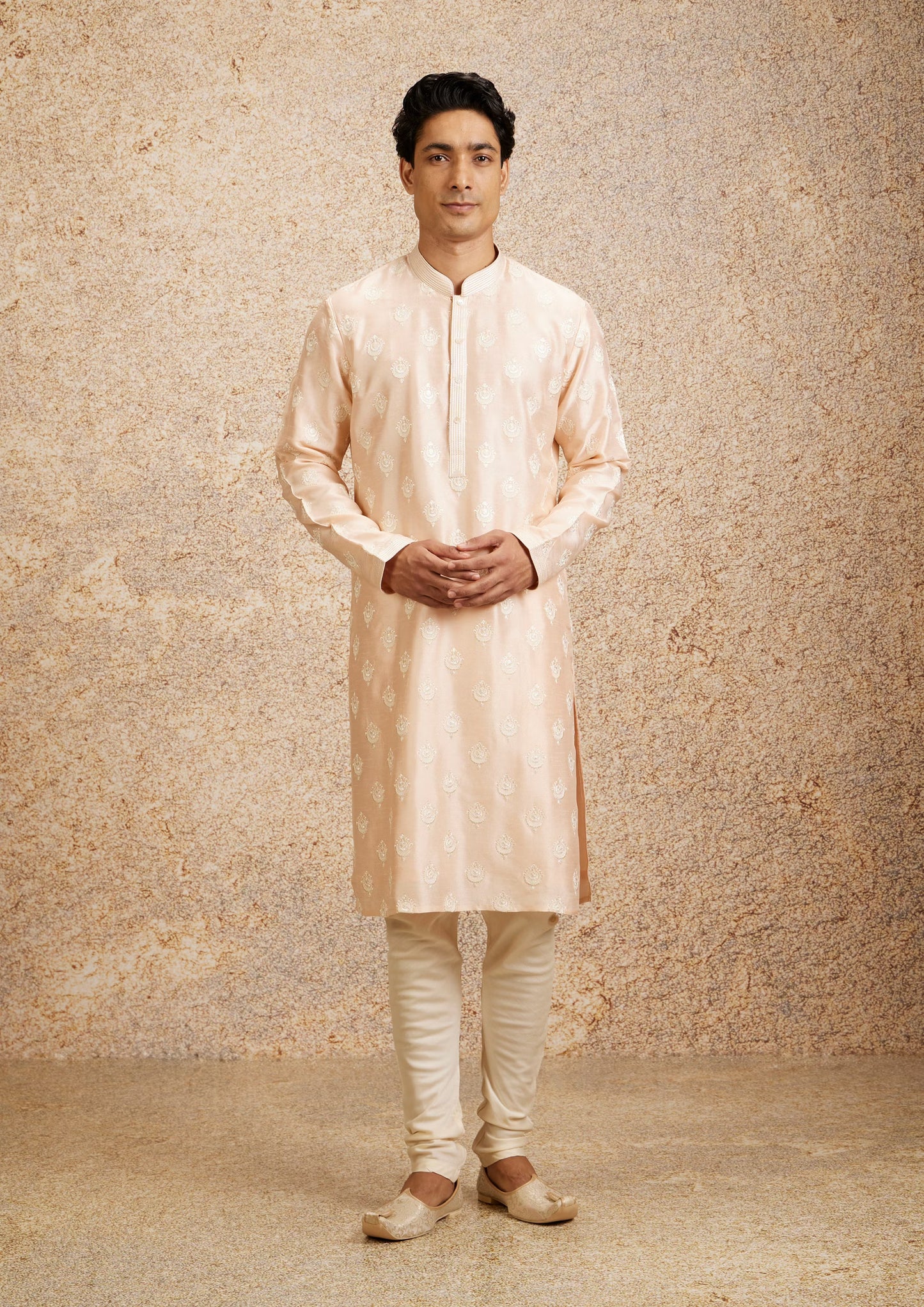 Handmade costom fit Measure silk embroidery Kurta Churidar Set for indian wedding wear.