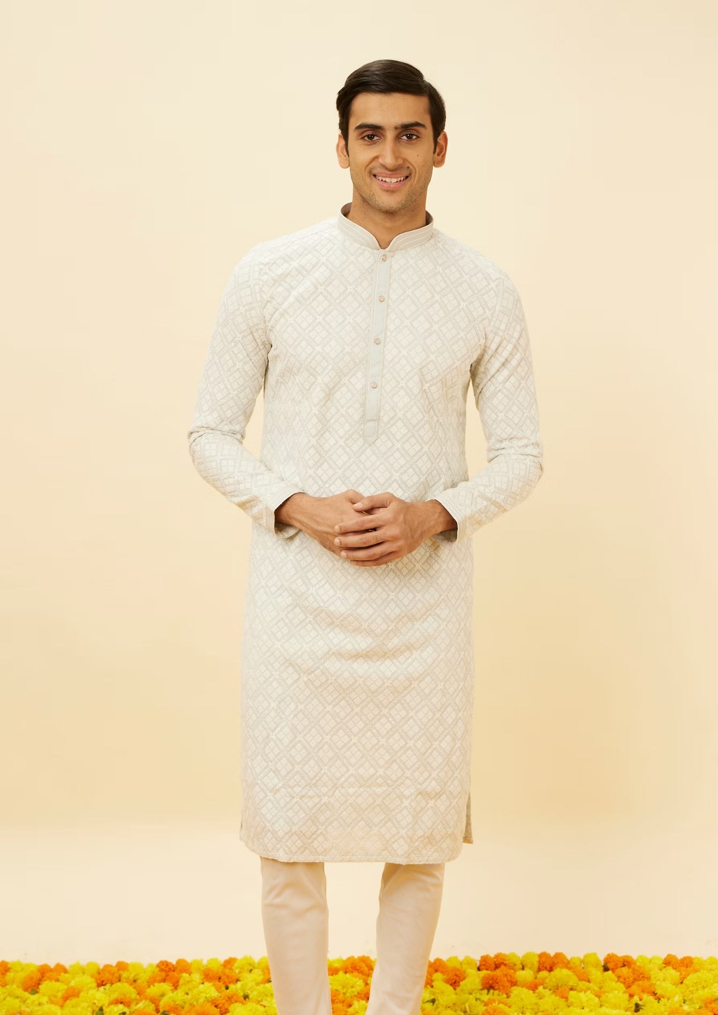 Handmade Mens Embroidery Kurta Pajama Set: Indian Wedding Wear
