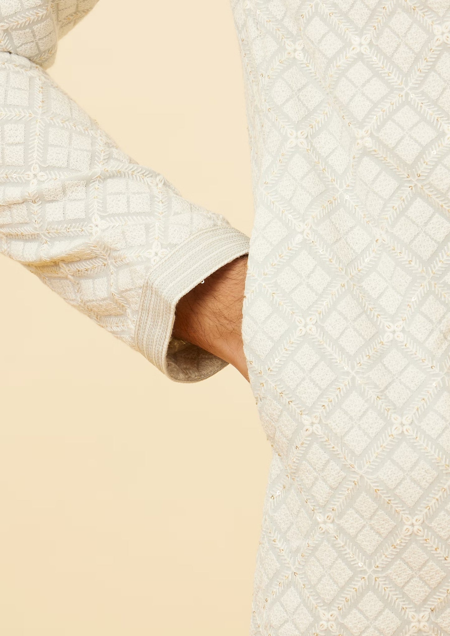 Handmade Mens Embroidery Kurta Pajama Set: Indian Wedding Wear