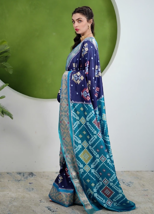 Pochampalli designer printed and dolla silk fabric sarees