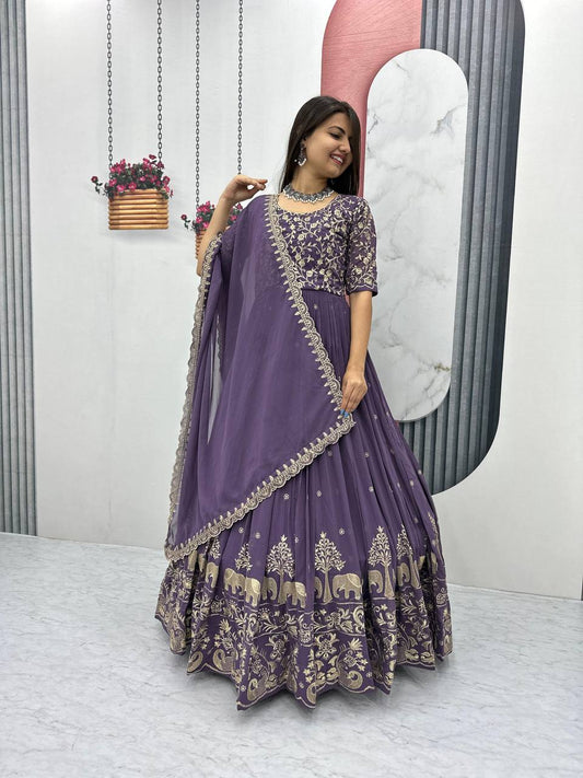 Women’s Fox Georgette Embroidered Gown with Dupatta