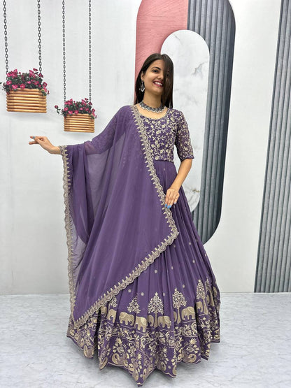 Women’s Fox Georgette Embroidered Gown with Dupatta