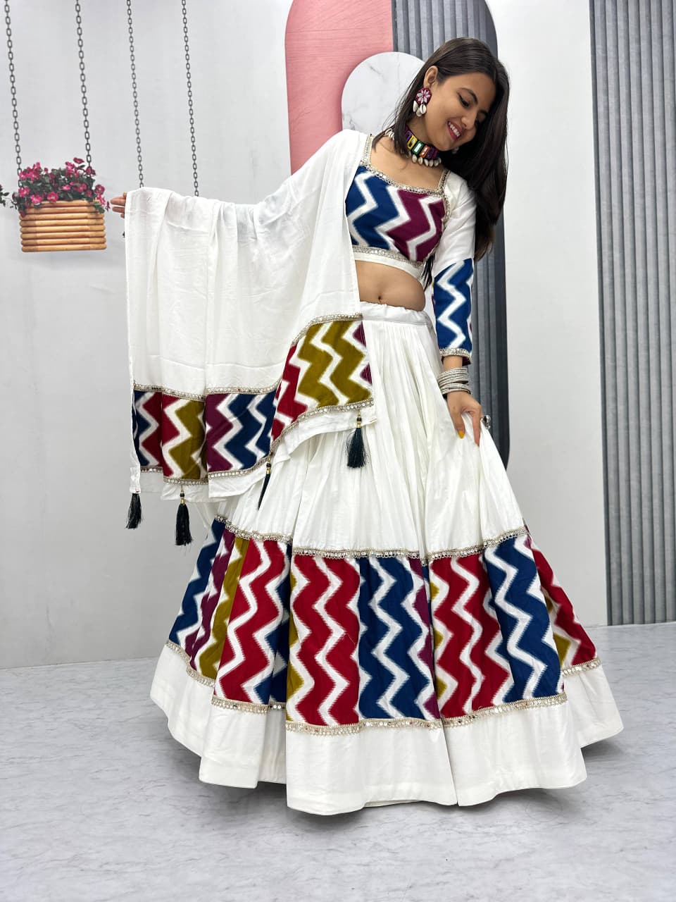 Women’s Pure Cotton Lehenga Choli Set with Dupatta