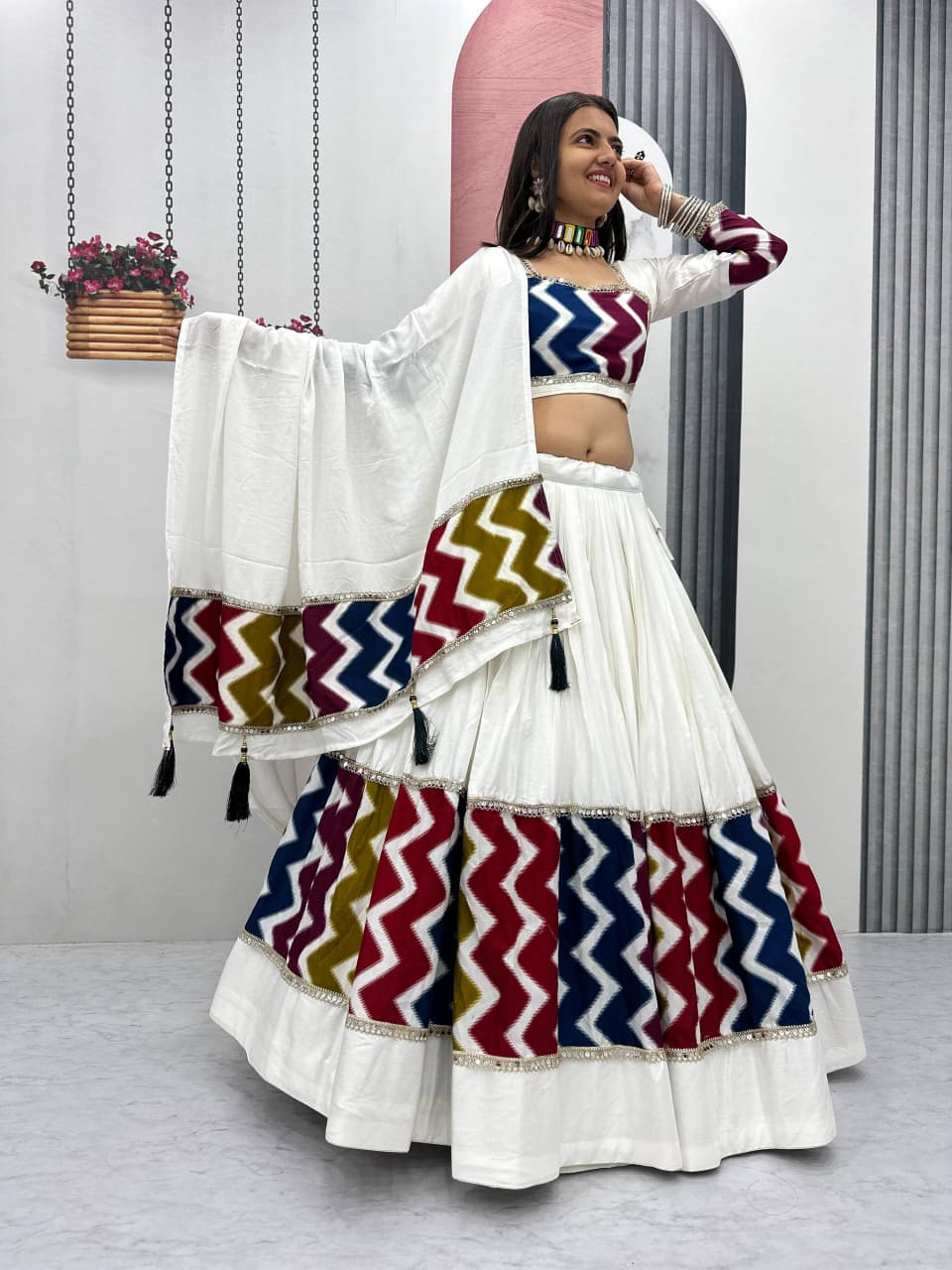 Women’s Pure Cotton Lehenga Choli Set with Dupatta