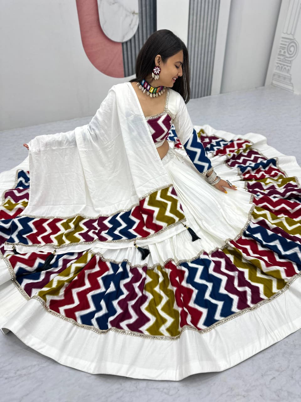 Women’s Pure Cotton Lehenga Choli Set with Dupatta