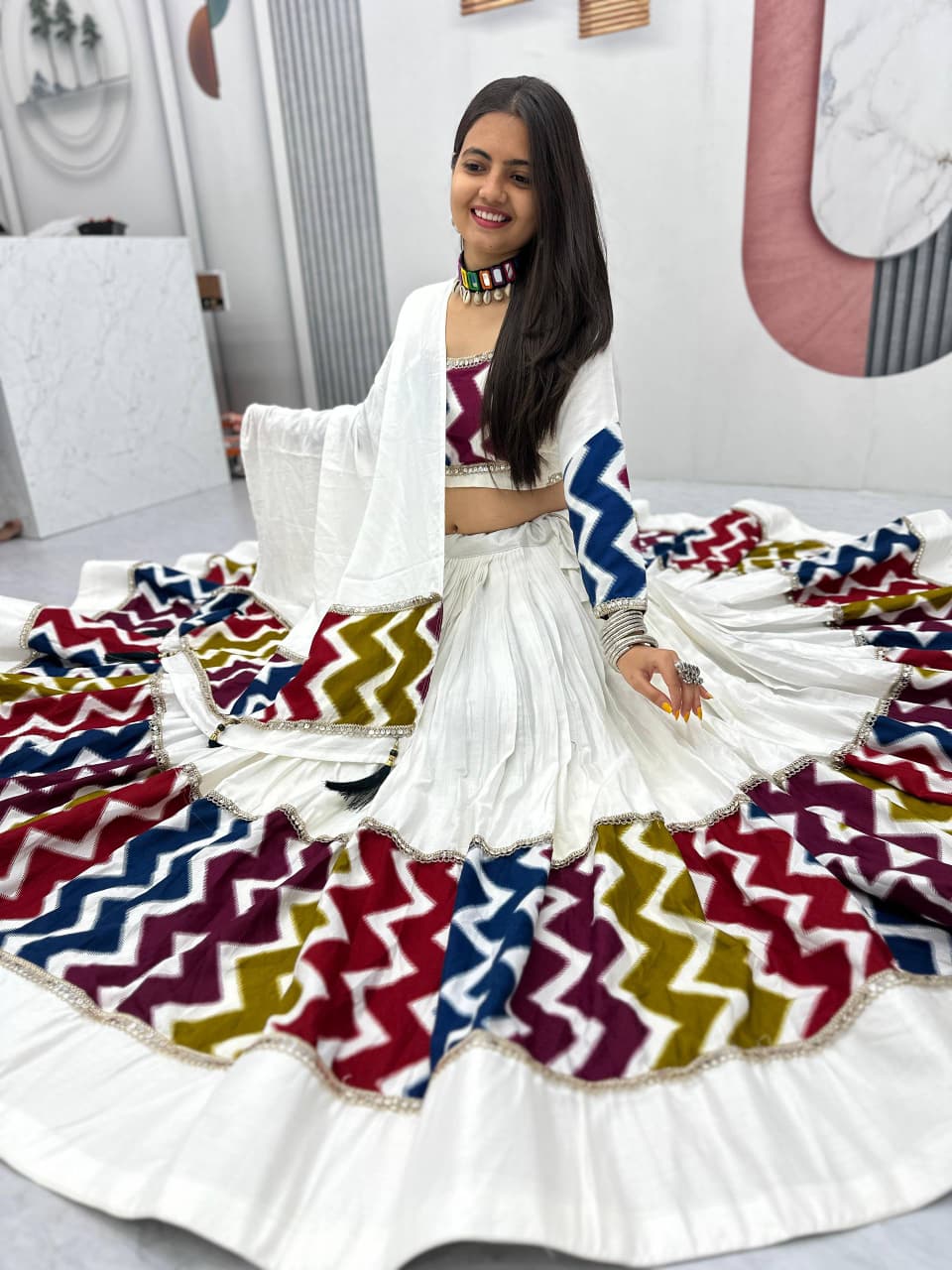 Women’s Pure Cotton Lehenga Choli Set with Dupatta