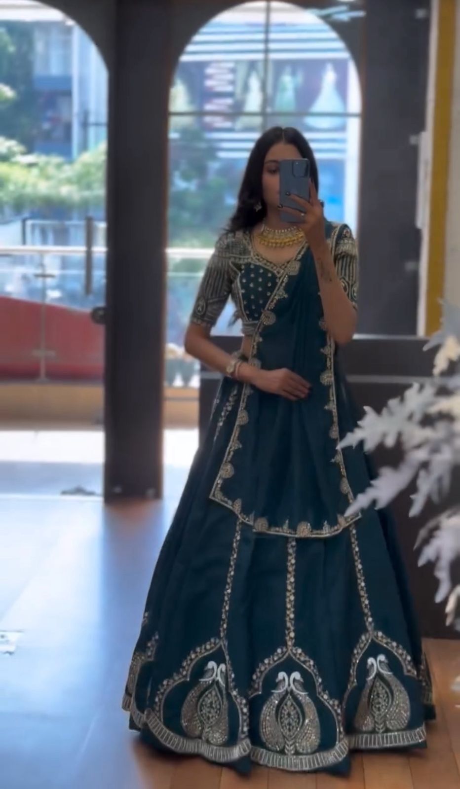 Women’s Chinon Lehenga Choli Set with Embroidery Thread & Sequence Work