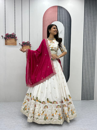 Vichitra Silk Lehenga Choli Set with Heavy Embroidery Thread & Sequence Work