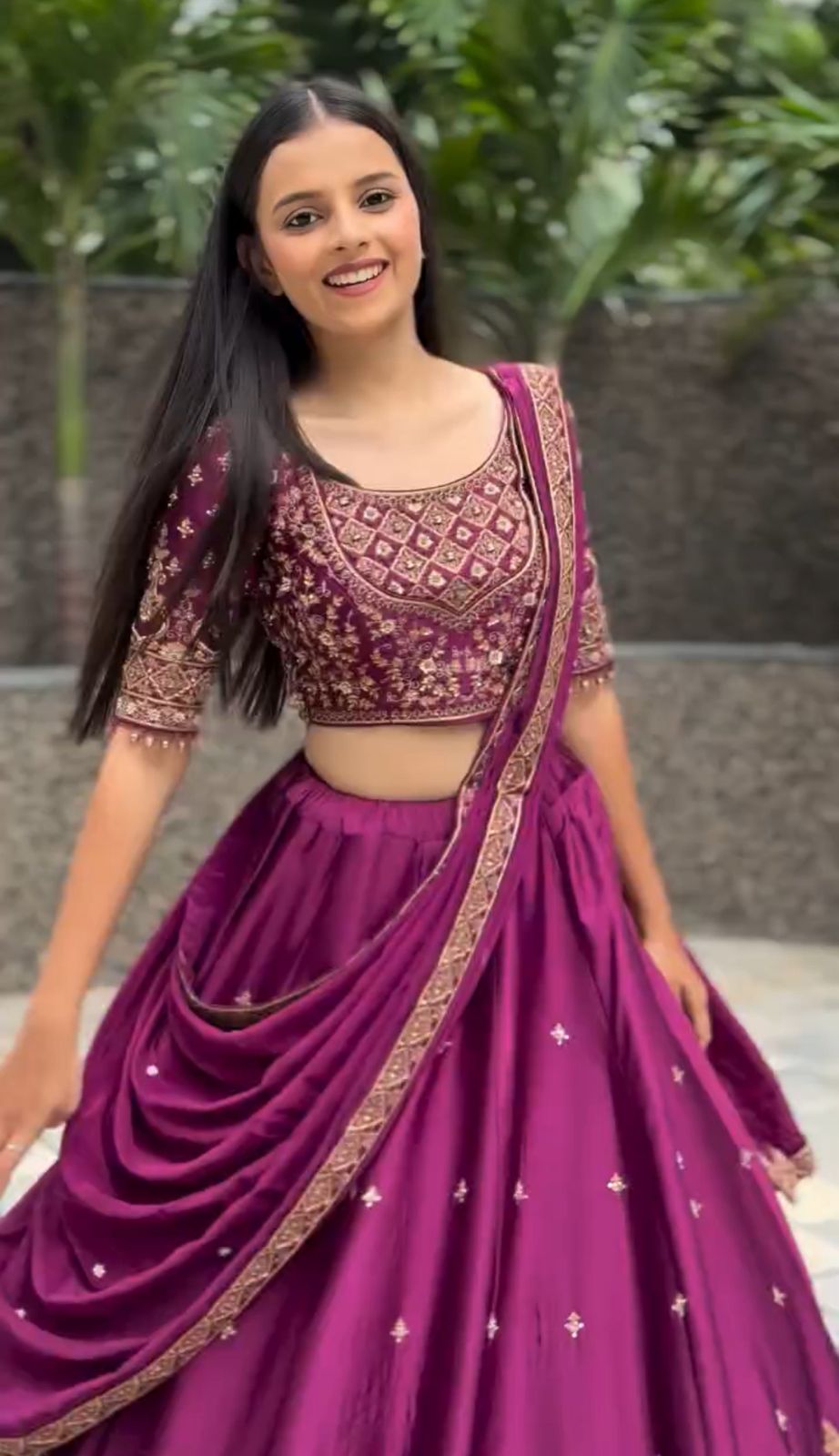 Women’s Chinon Lehenga Choli Set with Heavy Embroidery Thread & Sequins Work