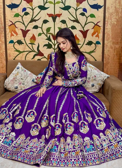 Women’s Pure Vichitra Silk Lehenga Choli Set with Heavy Coding Sequins & Thread Embroidery