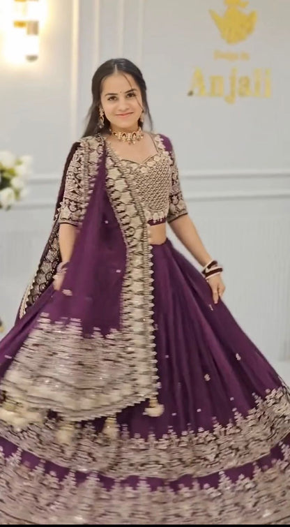 Women’s Fox Georgette Lehenga Choli Set with Heavy Embroidery Thread & Sequins Work