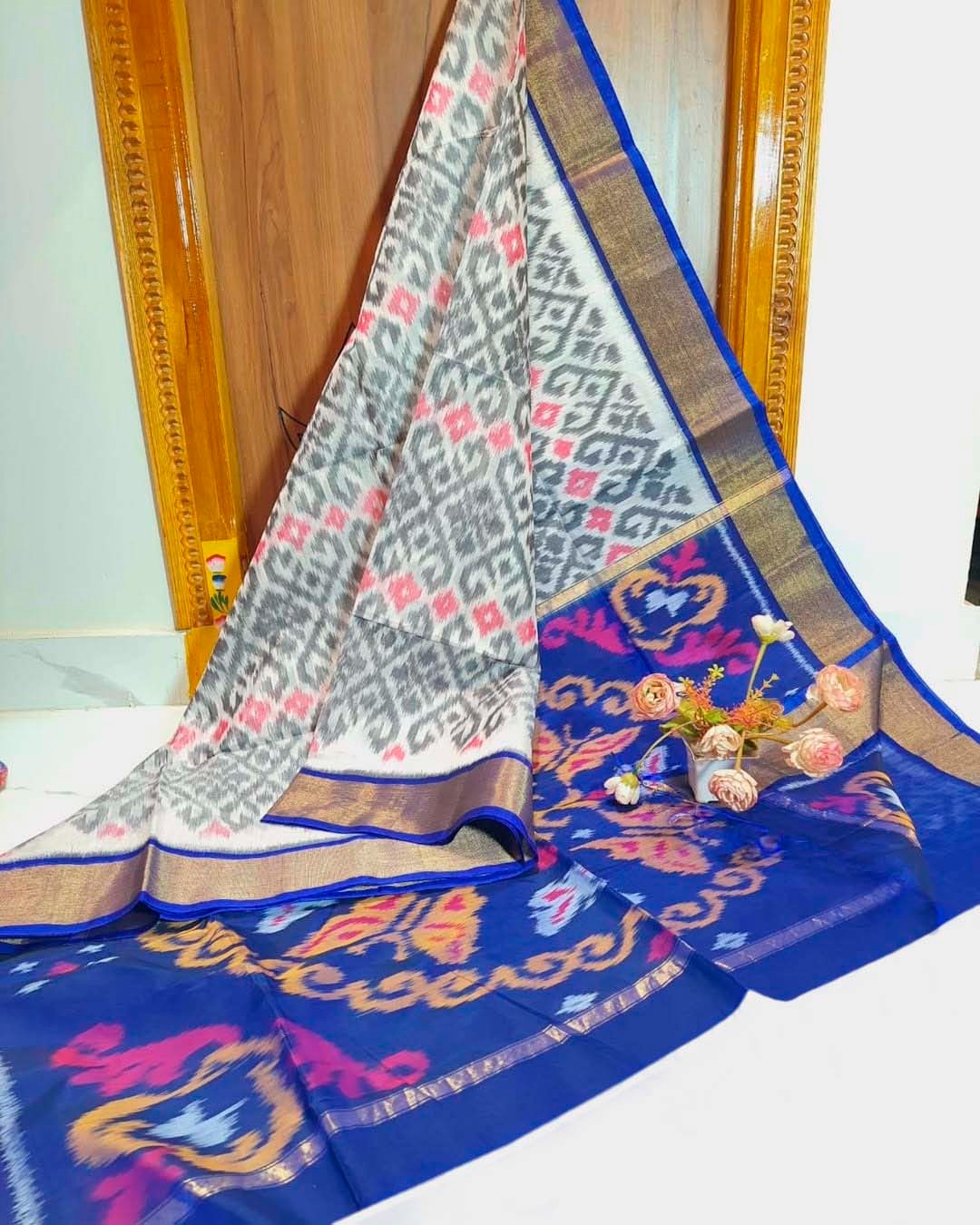 Pochampalli designer printed and dolla silk fabric sarees