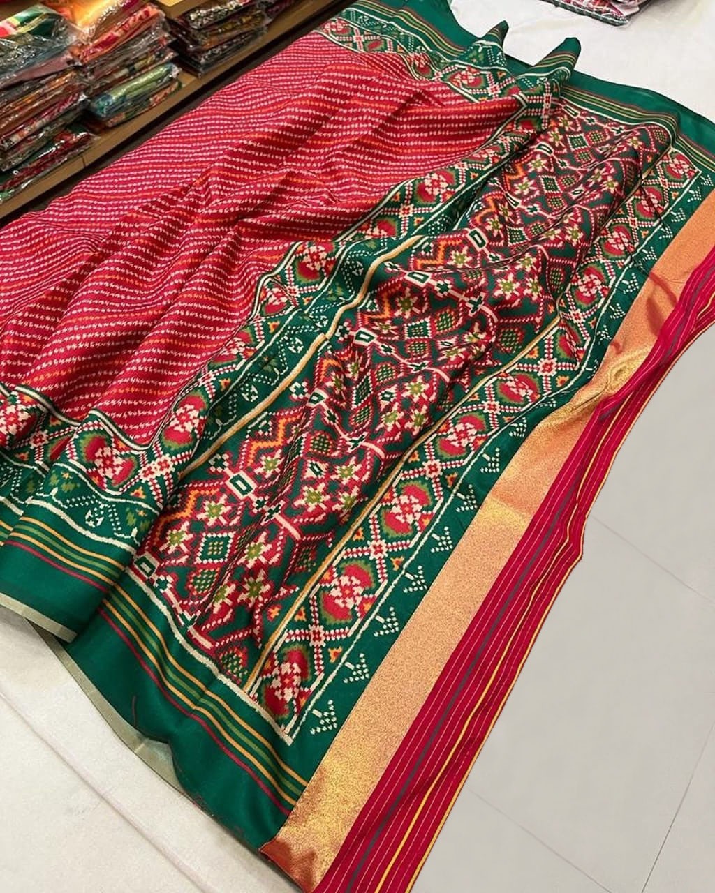 Sawan Special Bandhani Designer Printed Patola Silk Saree