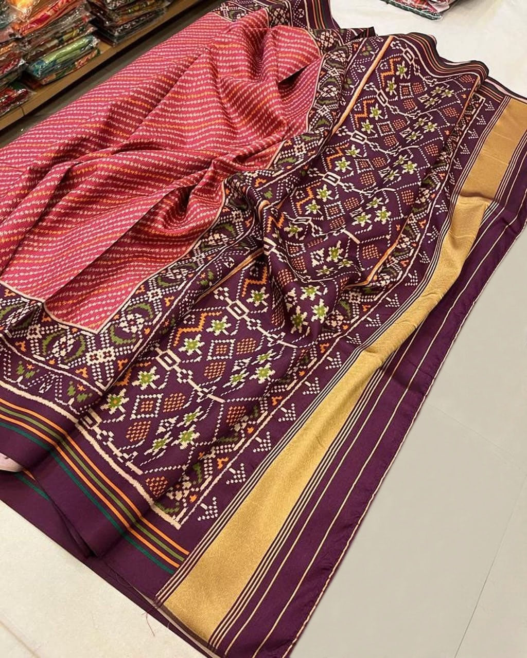 Sawan Special Bandhani Designer Printed Patola Silk Saree