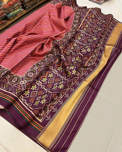 Sawan Special Bandhani Designer Printed Patola Silk Saree