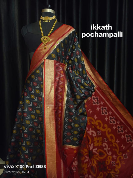 Pochampally Ikkat Pattu Silk Saree