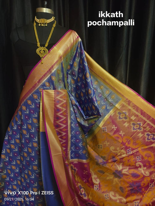 Pochampally Ikkat Pattu Silk Saree