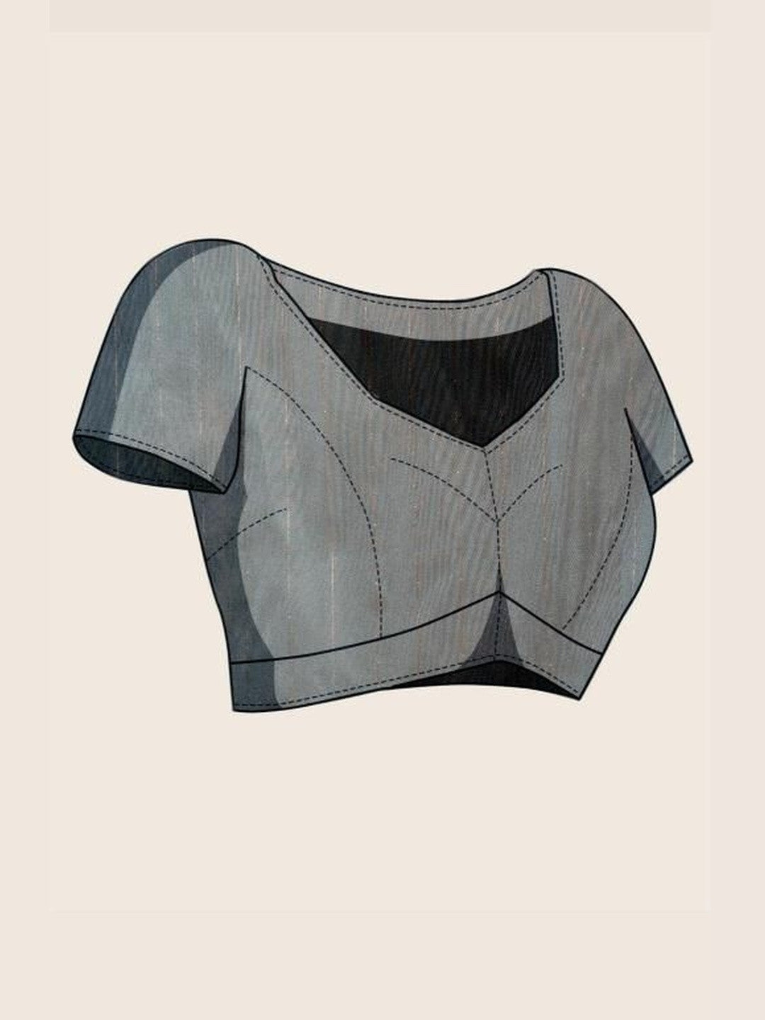 Grey Floral Printed Zari Pure Crepe Saree