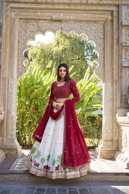 Georgette Embroidered Lehenga Choli with Dupatta