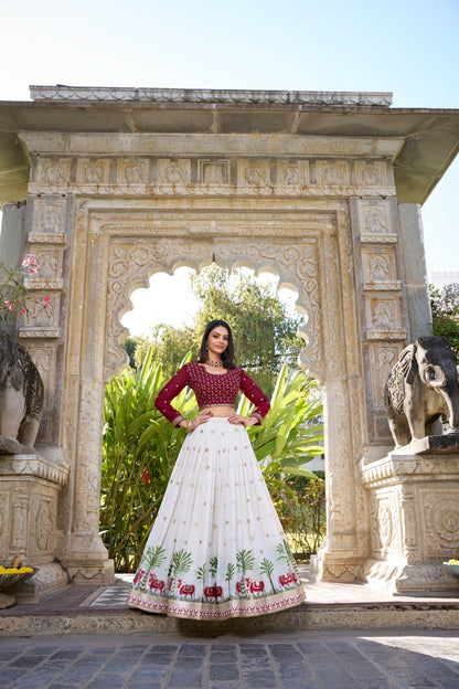 Georgette Embroidered Lehenga Choli with Dupatta