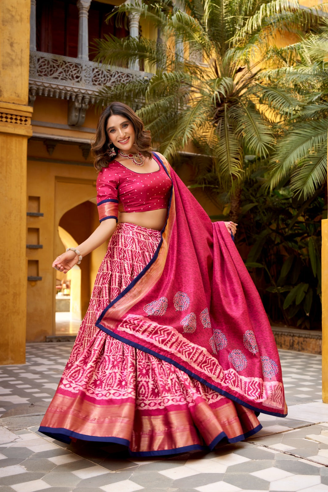Dola Silk Batik Printed Lehenga Choli