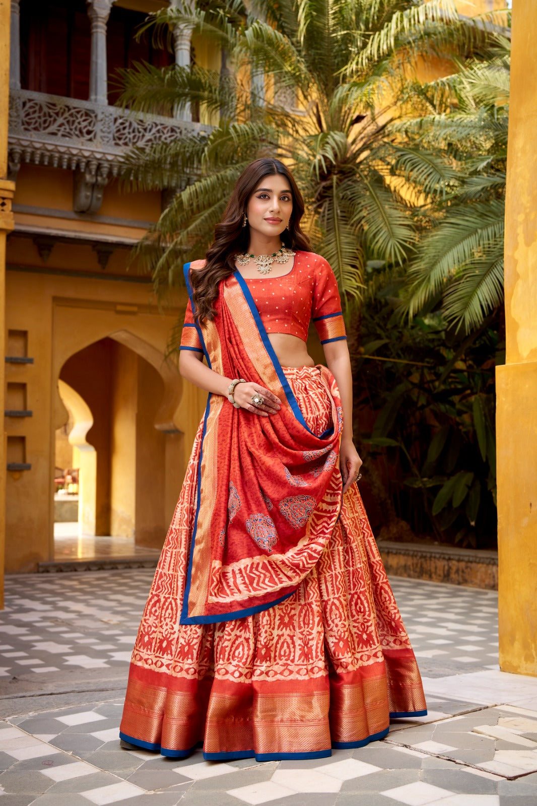 Dola Silk Batik Printed Lehenga Choli