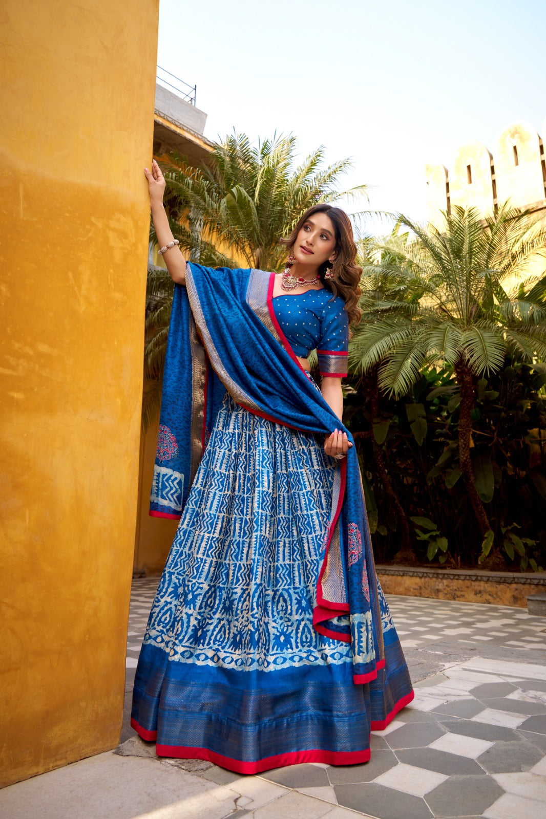 Dola Silk Batik Printed Lehenga Choli