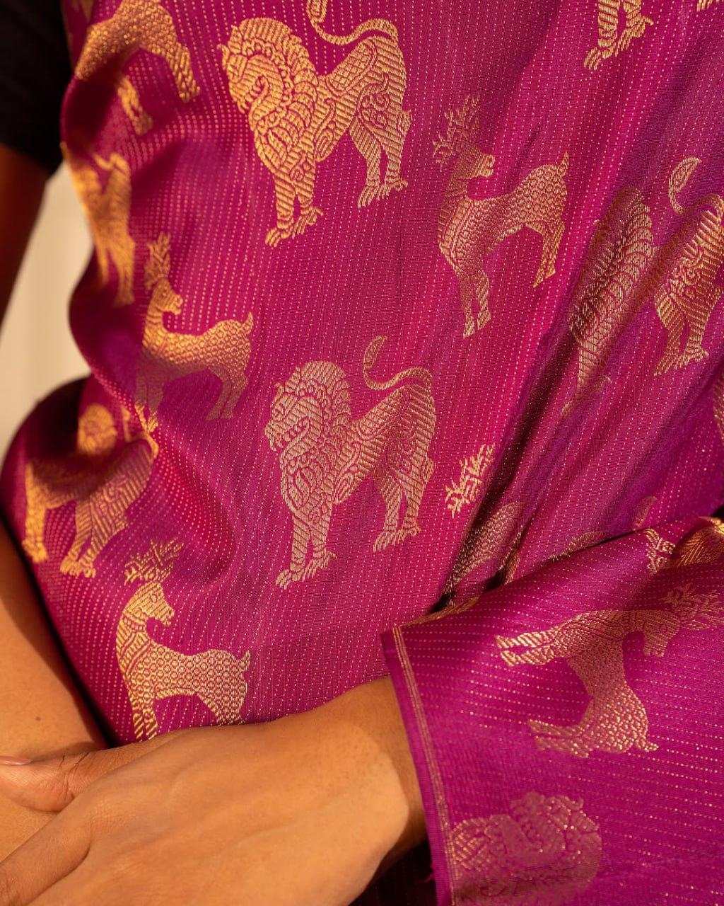 Dark Pink Soft Silk Saree With Desuetude Blouse Piece