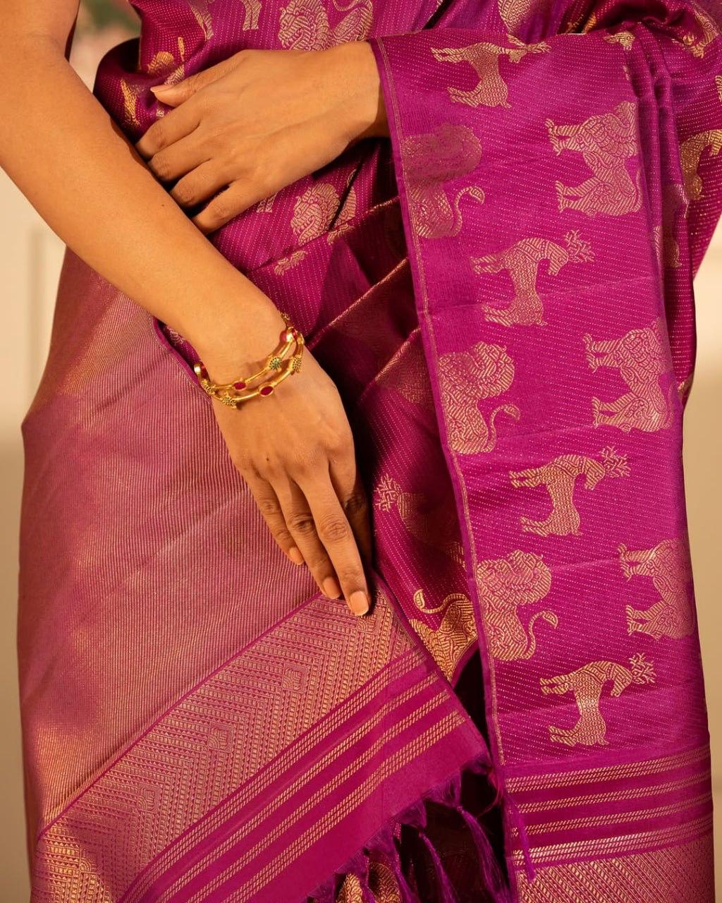 Dark Pink Soft Silk Saree With Desuetude Blouse Piece