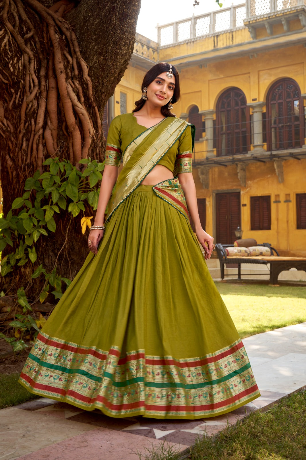 Paithani Chanderi Zari Weaving Lehenga Choli