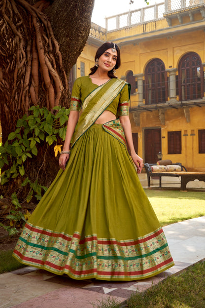 Paithani Chanderi Zari Weaving Lehenga Choli