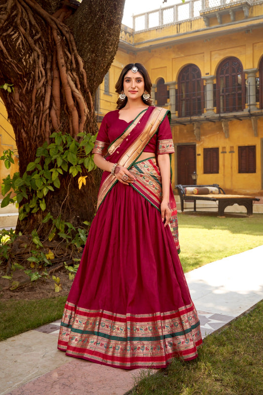 Paithani Chanderi Zari Weaving Lehenga Choli