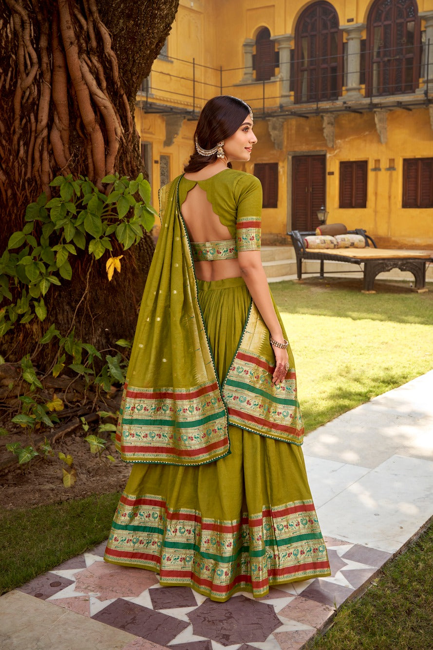 Paithani Chanderi Zari Weaving Lehenga Choli