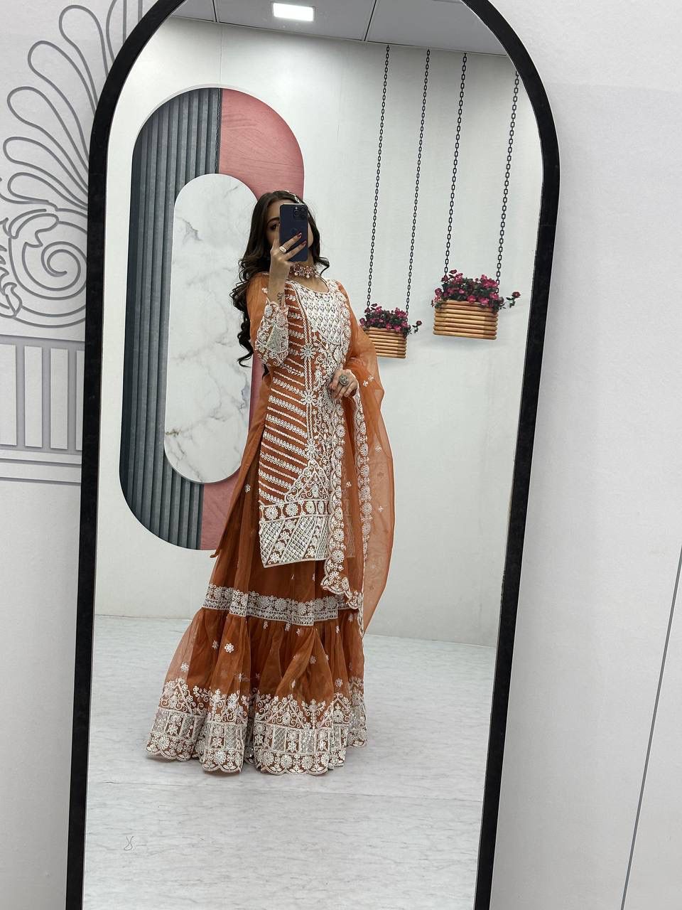 Lily Net Embroidered Farshi Sharara Set – Heavy Coding & Sequence Work