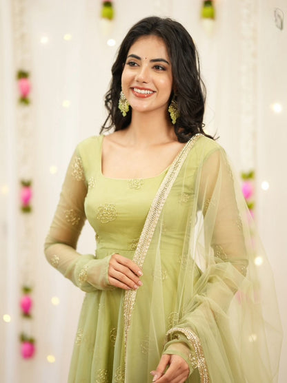 Fully Stitched Soft Semi Viscose Gown with Dupatta |Paip Sequence Work