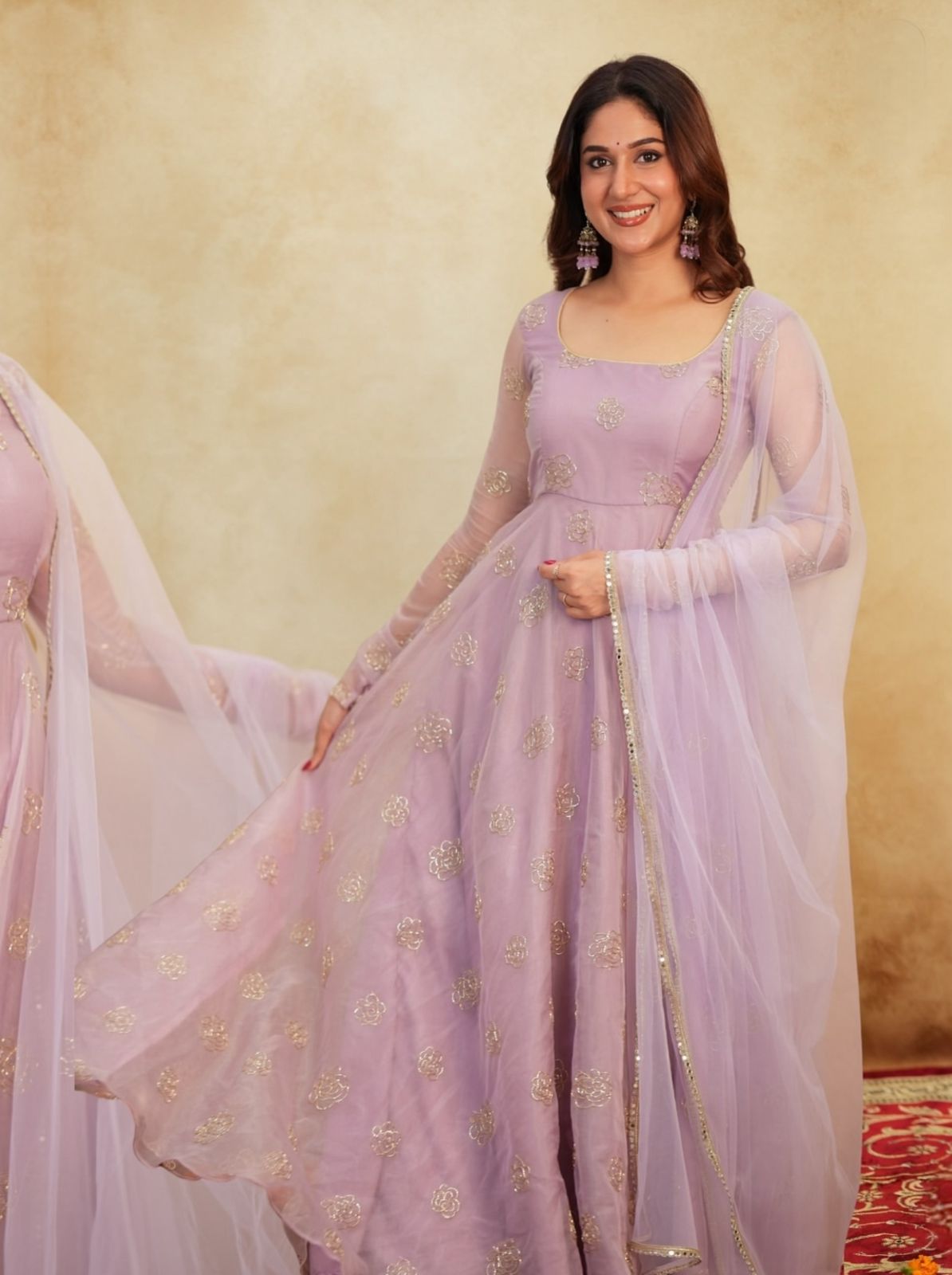 Fully Stitched Soft Semi Viscose Gown with Dupatta |Paip Sequence Work