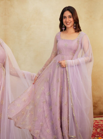 Fully Stitched Soft Semi Viscose Gown with Dupatta |Paip Sequence Work