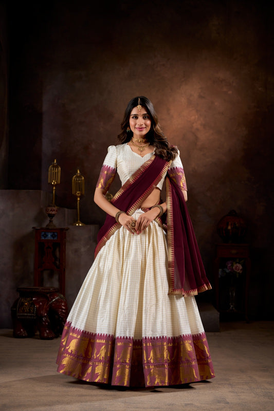 Kalyani Cotton Zari Weave Lehenga Choli with Georgette Dupatta
