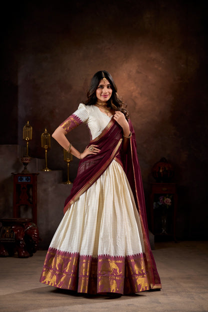 Kalyani Cotton Zari Weave Lehenga Choli with Georgette Dupatta