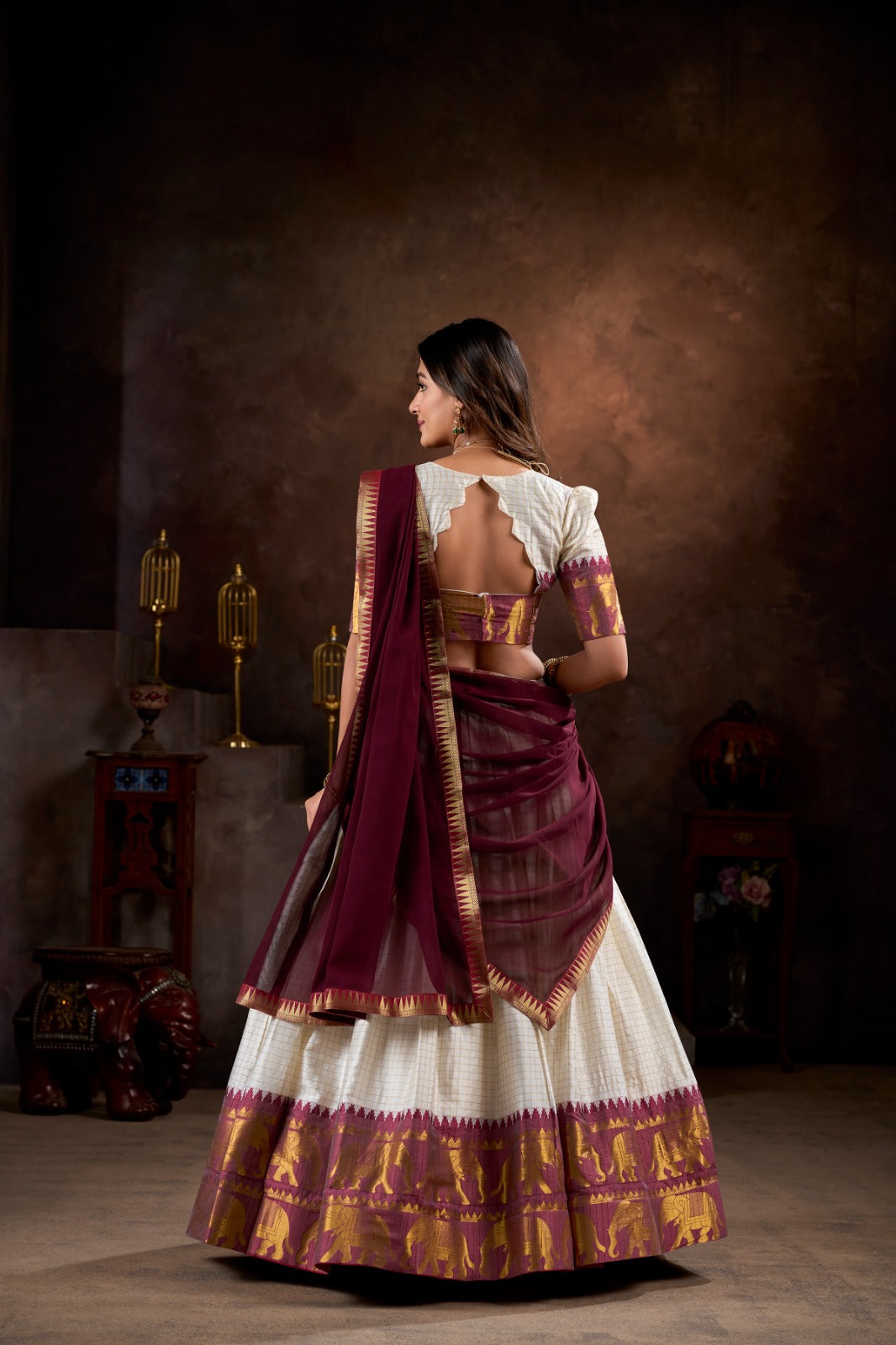 Kalyani Cotton Zari Weave Lehenga Choli with Georgette Dupatta