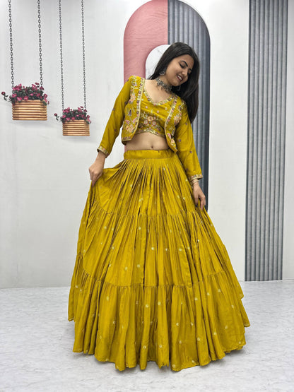 Fully Stitched Chinon Lehenga Choli with Jacket