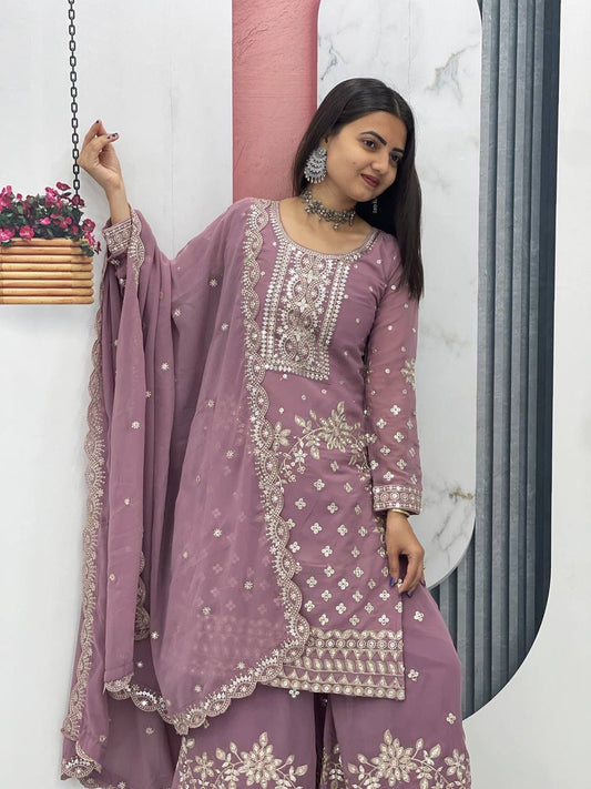 Fox Georgette Embroidered Palazzo Set